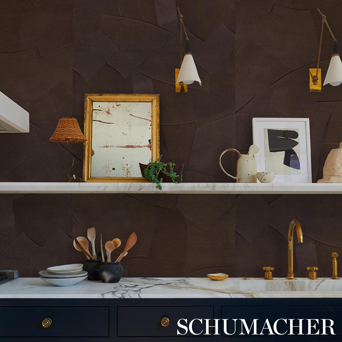 Schumacher Hand Combed Plaster Brown Wallpaper