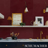 Schumacher Hand Combed Plaster Oxblood Wallpaper