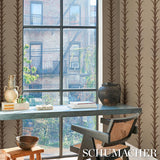 Schumacher Acanthus Stripe Brown On Beige Wallpaper