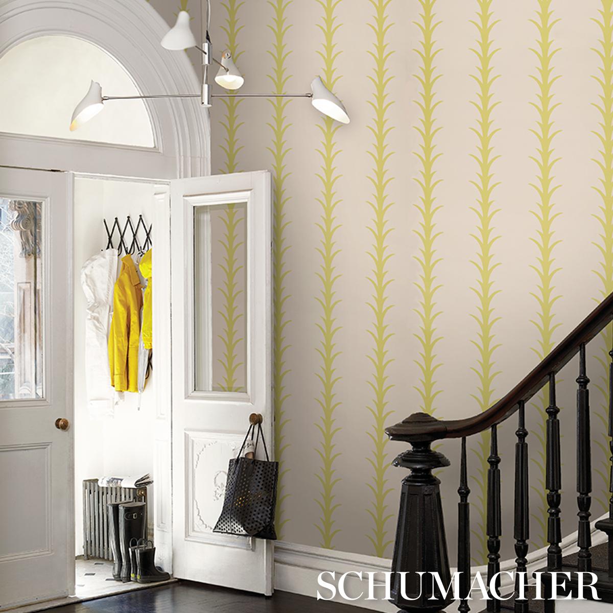 Schumacher Acanthus Stripe Soleil On Sand Wallpaper