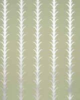 Schumacher Acanthus Stripe Metallic On Sage Wallpaper