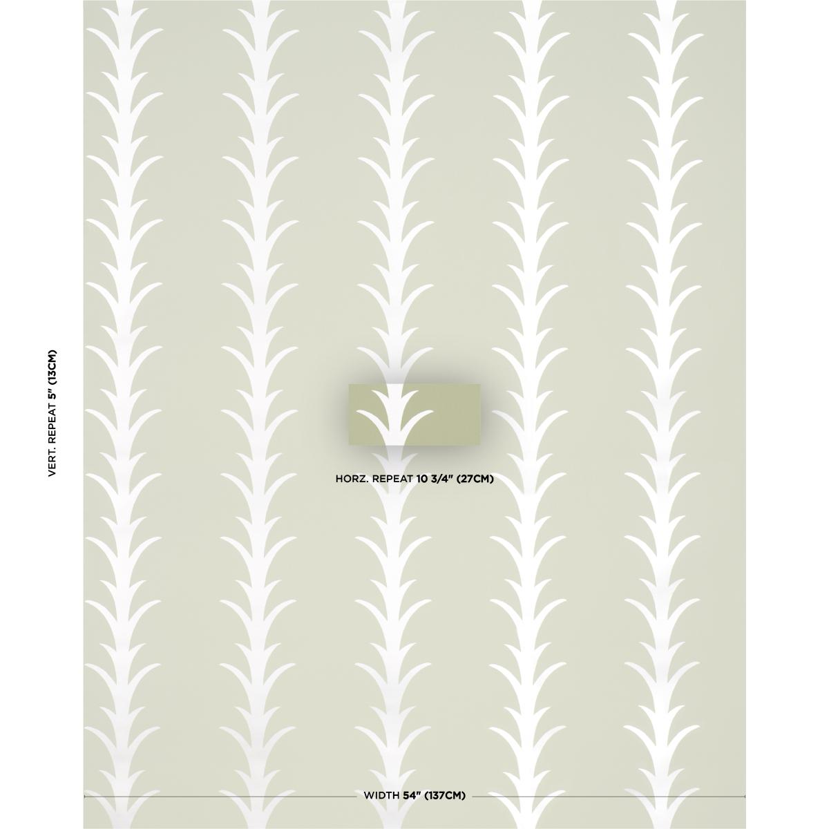 Schumacher Acanthus Stripe Metallic On Sage Wallpaper
