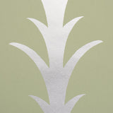 Schumacher Acanthus Stripe Metallic On Sage Wallpaper