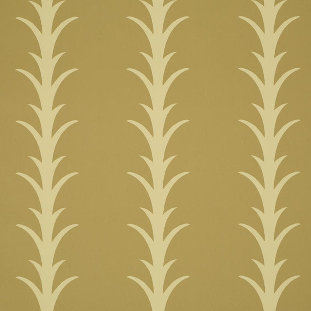 Schumacher Acanthus Stripe Anis On Chartreuse Wallpaper