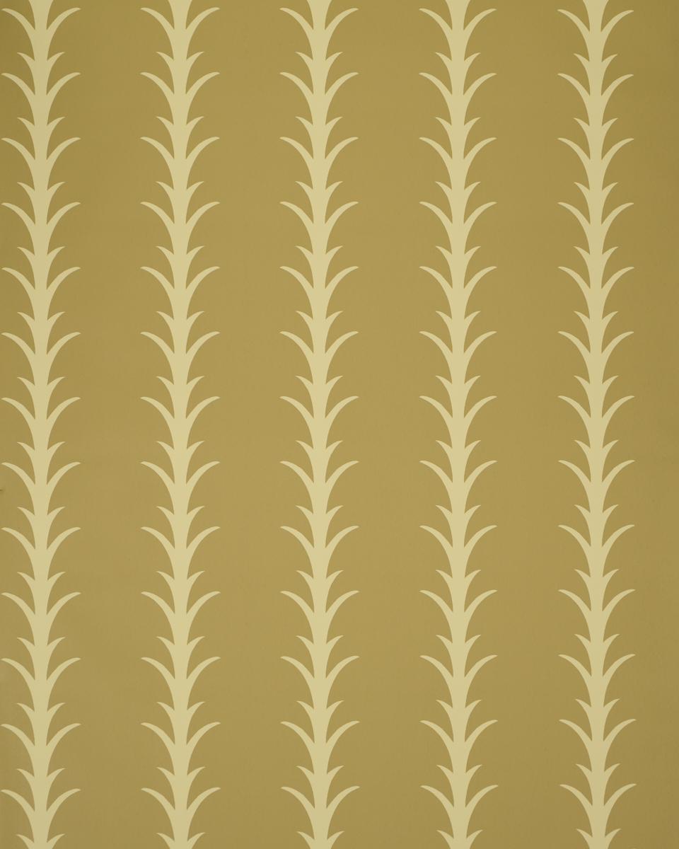 Schumacher Acanthus Stripe Anis On Chartreuse Wallpaper
