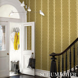 Schumacher Acanthus Stripe Anis On Chartreuse Wallpaper