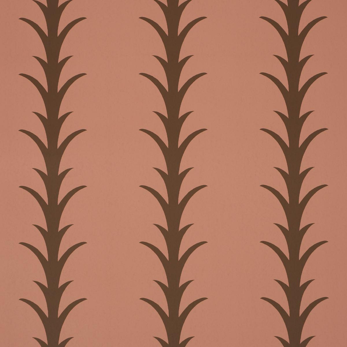 Schumacher Acanthus Stripe Brown On Rosewood Wallpaper