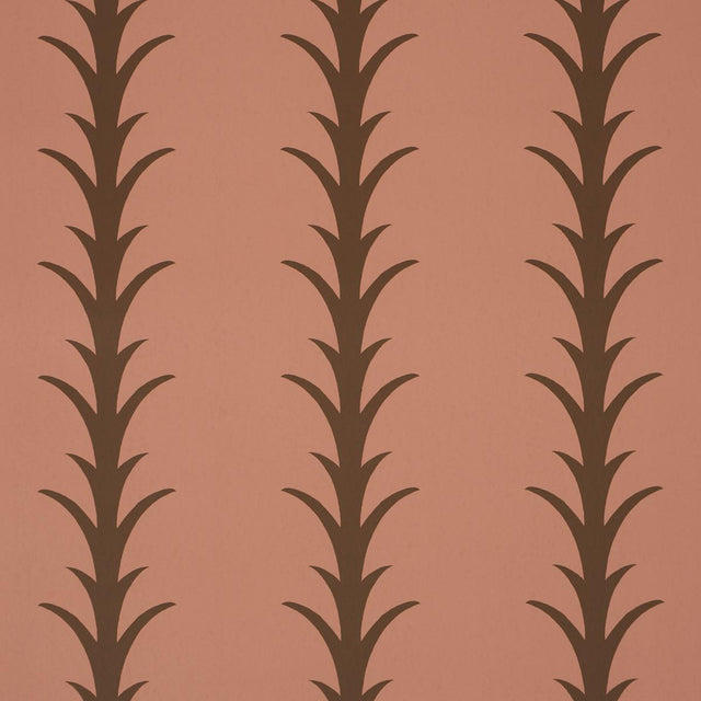 Schumacher Acanthus Stripe Brown On Rosewood Wallpaper