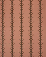 Schumacher Acanthus Stripe Brown On Rosewood Wallpaper