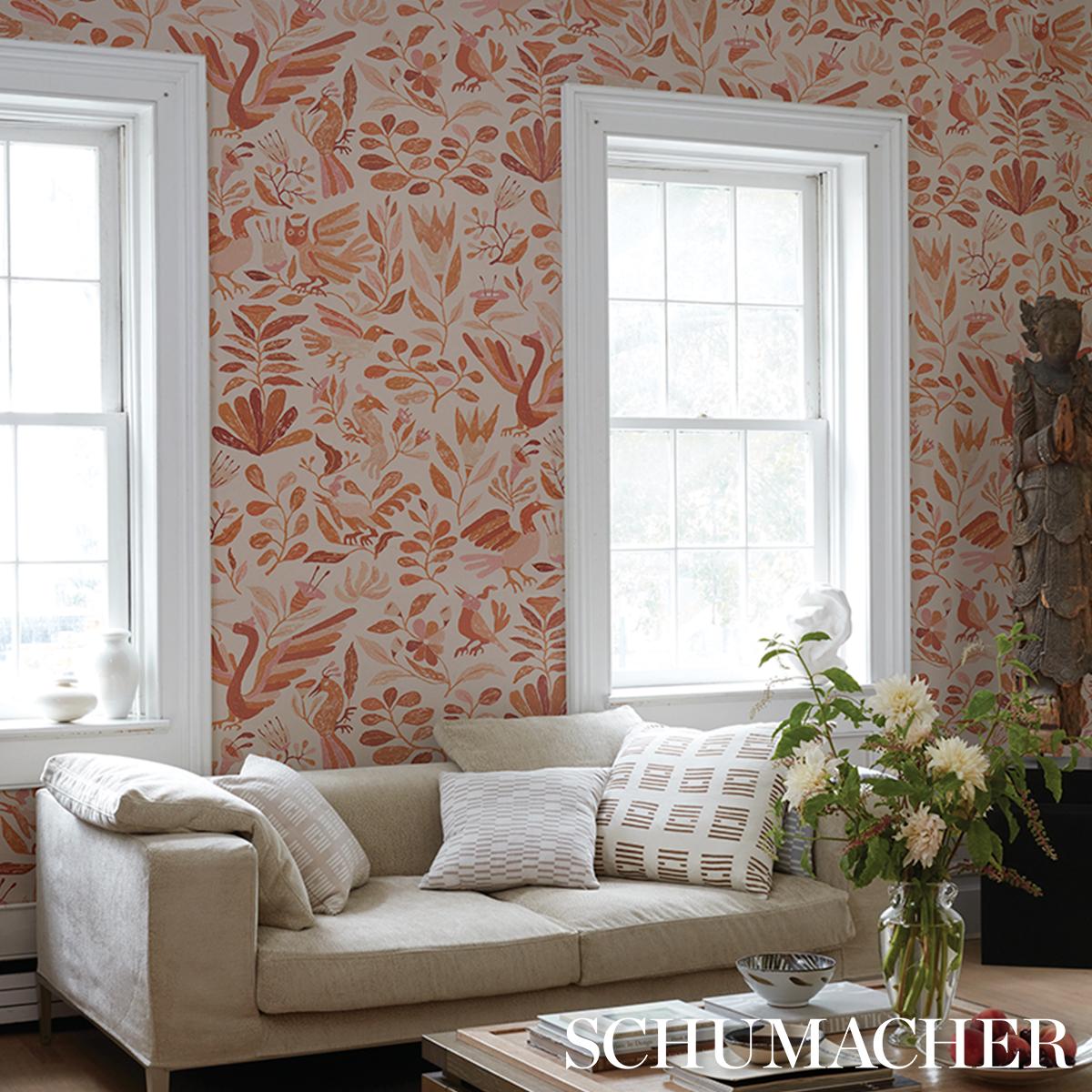 Schumacher Canopy Terracotta Wallpaper