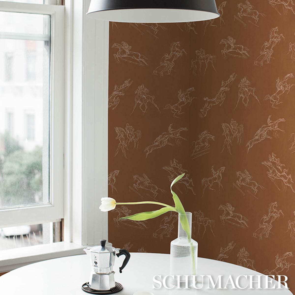 Schumacher X Backdrop Tanbark Earthy Brown Wallpaper