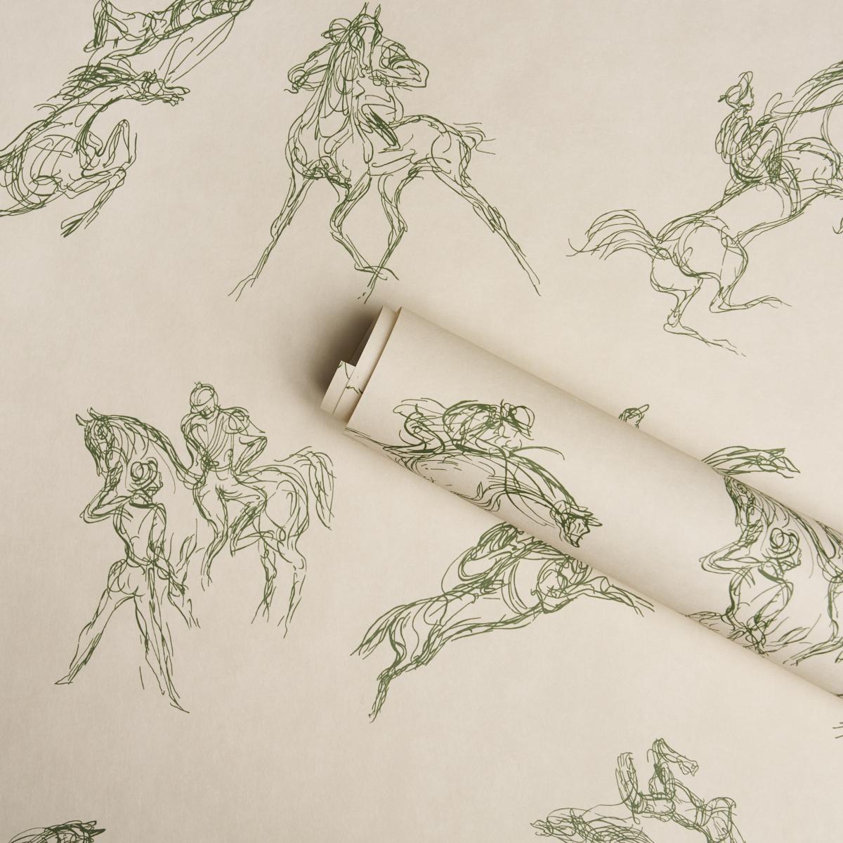 Schumacher X Backdrop Tanbark Olive Wallpaper