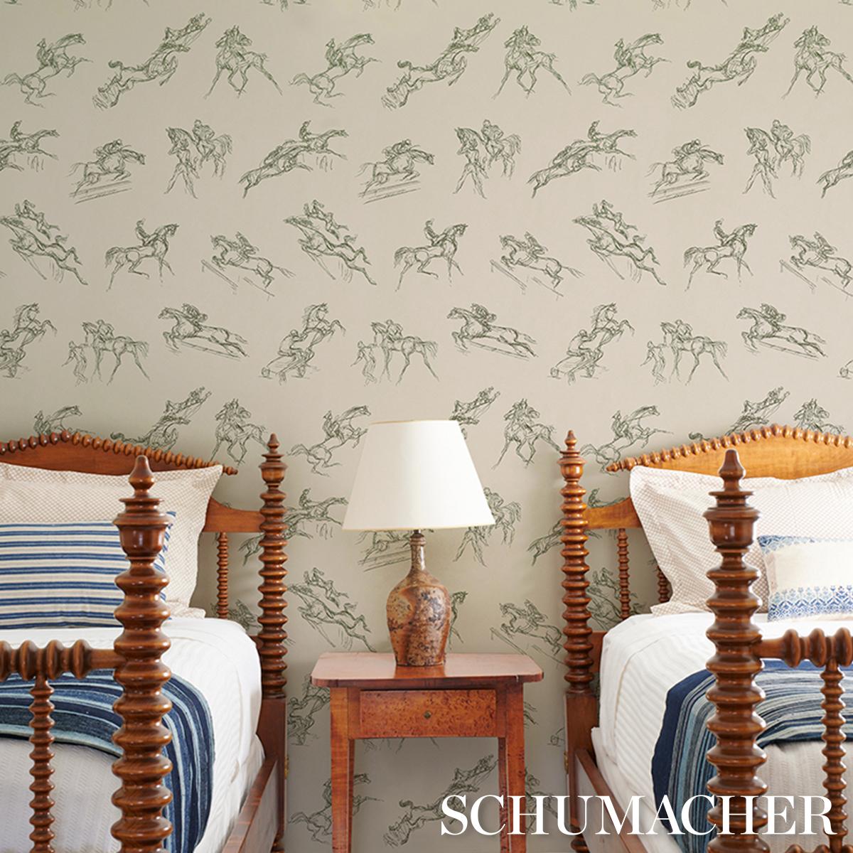 Schumacher X Backdrop Tanbark Olive Wallpaper
