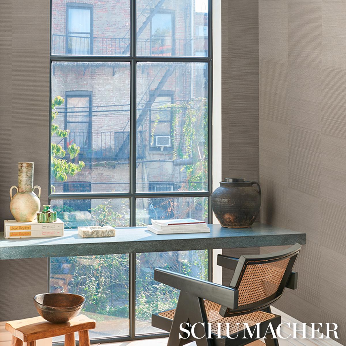 Schumacher Quinton Offset Rib Wallcovering Platinum Wallpaper ...