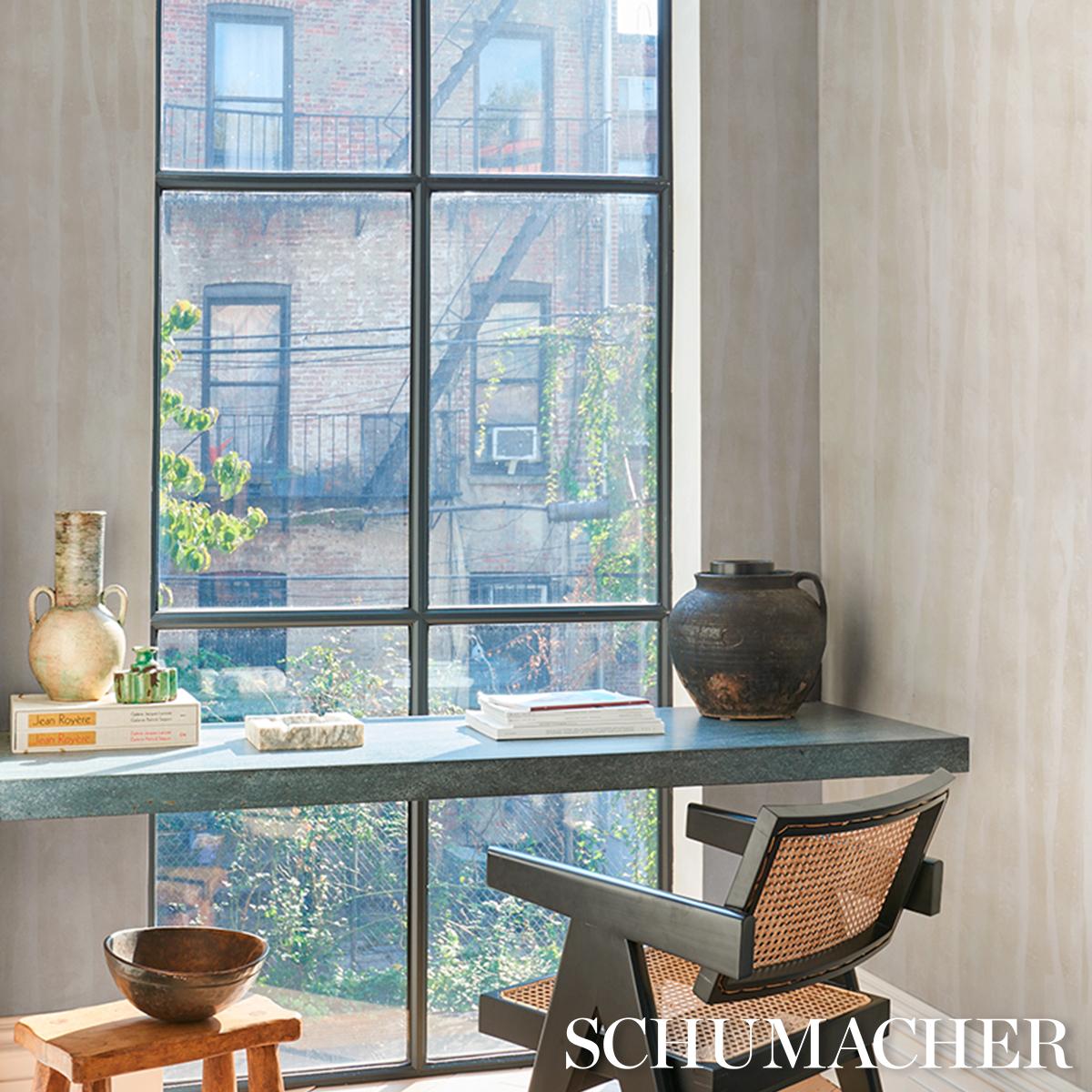 Schumacher Alden Organic Plaster Wallcovering Oyster Wallpaper