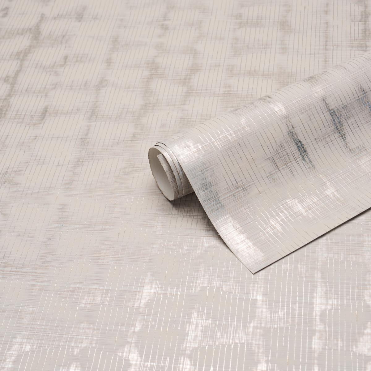 Schumacher Rune Pinstripe Wallcovering Silver Wallpaper