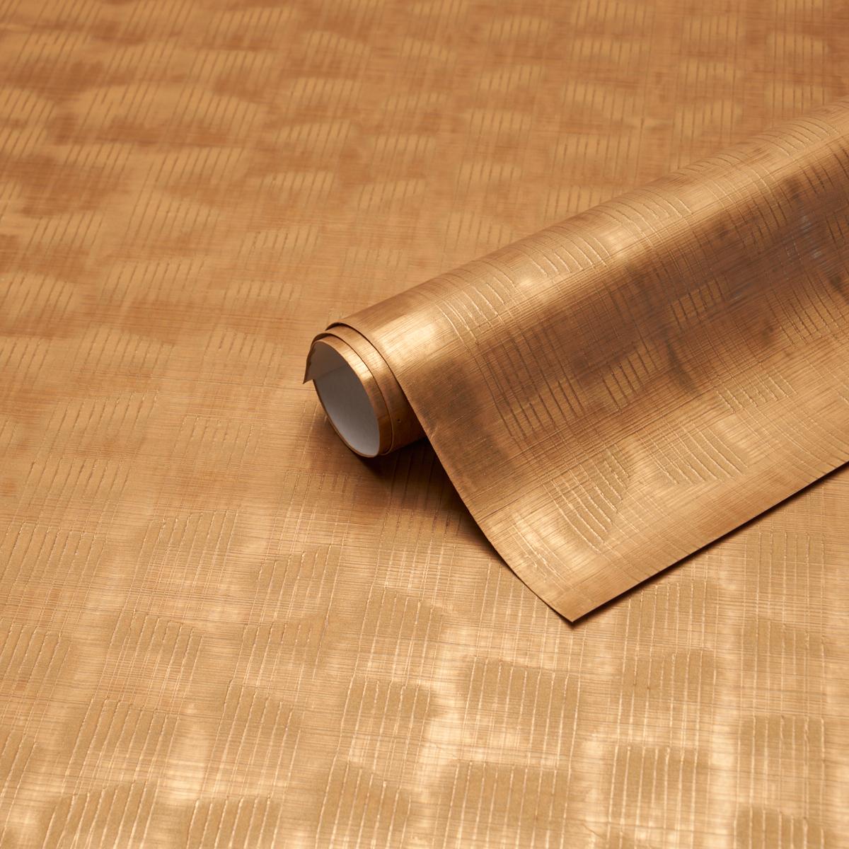 Schumacher Rune Pinstripe Wallcovering Gold Wallpaper