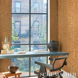 Schumacher Rune Pinstripe Wallcovering Gold Wallpaper