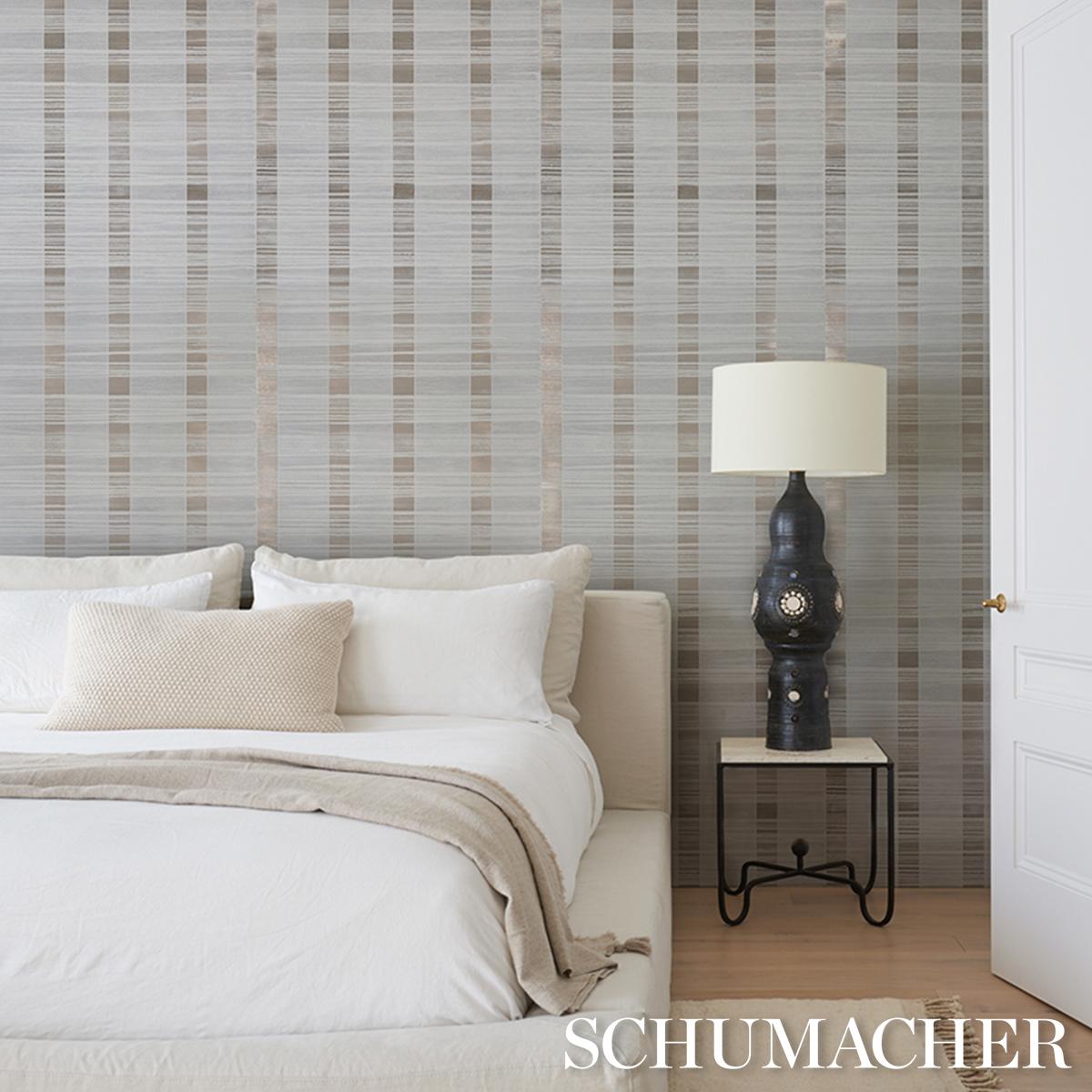 Schumacher Orren Ridged Wallcovering Pewter Wallpaper