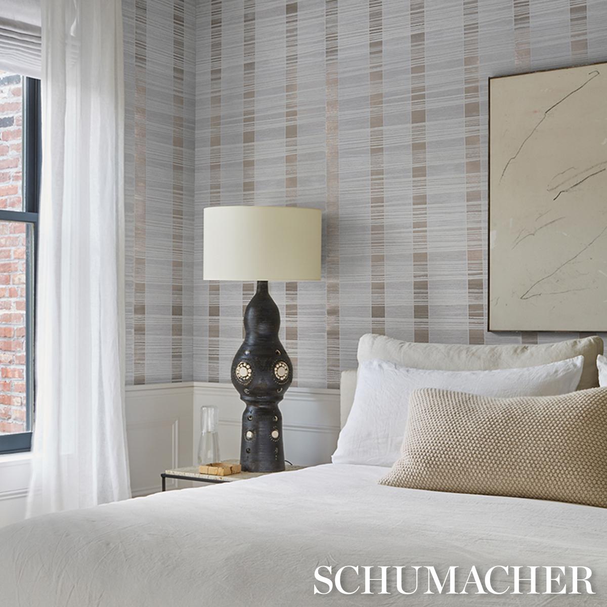 Schumacher Orren Ridged Wallcovering Pewter Wallpaper