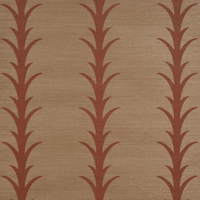 Schumacher Acanthus Stripe Sisal Mocha Wallpaper