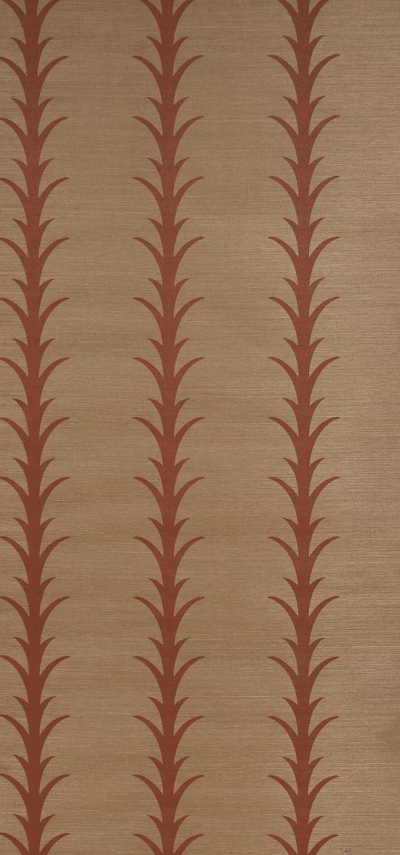 Schumacher Acanthus Stripe Sisal Mocha Wallpaper