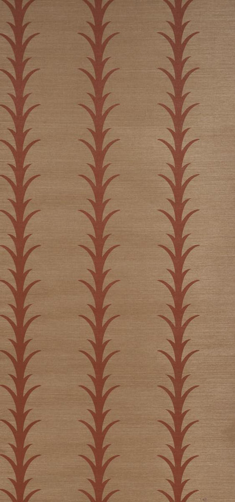 Schumacher Acanthus Stripe Sisal Mocha Wallpaper