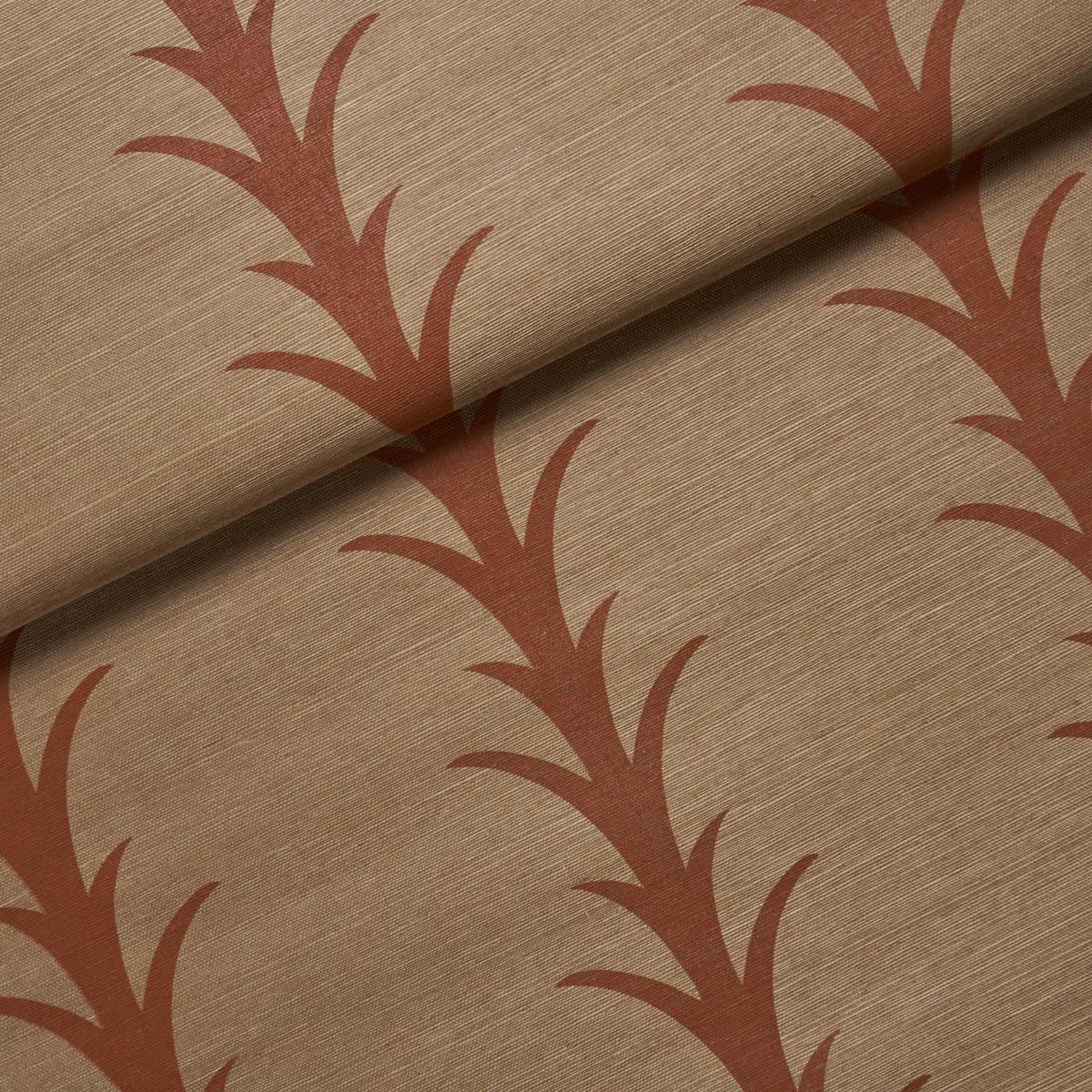 Schumacher Acanthus Stripe Sisal Mocha Wallpaper