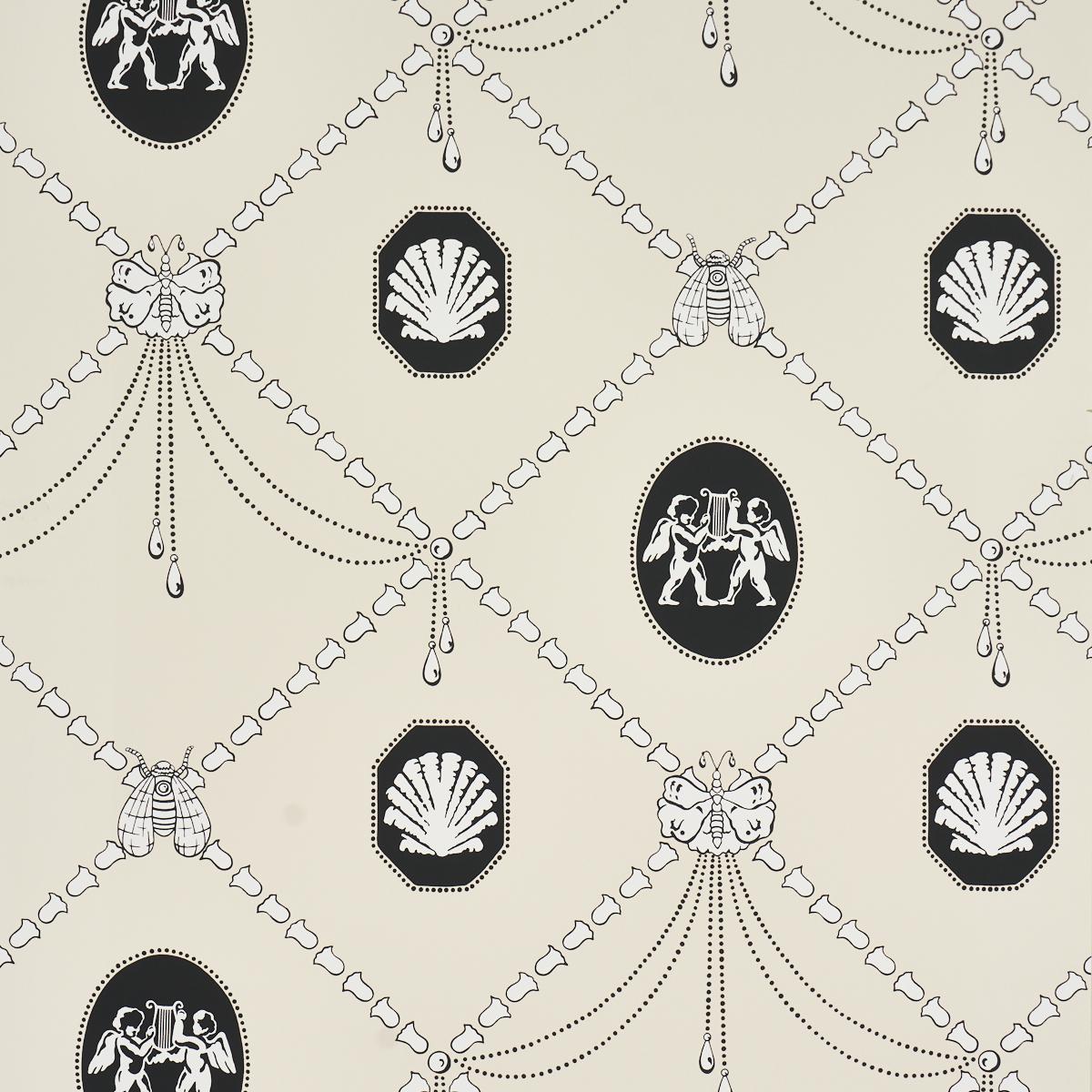 Schumacher X Backdrop Edith Black & Ivory Wallpaper