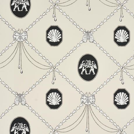 Schumacher X Backdrop Edith Black & Ivory Wallpaper