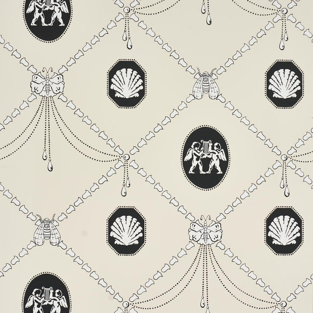 Schumacher X Backdrop Edith Black & Ivory Wallpaper