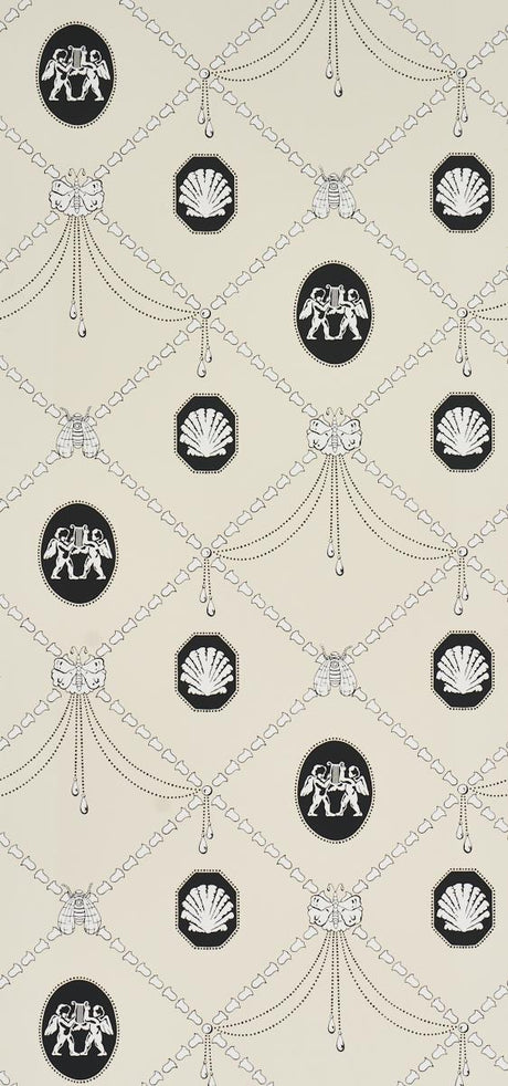 Schumacher X Backdrop Edith Black & Ivory Wallpaper