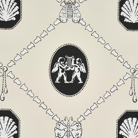 Schumacher X Backdrop Edith Black & Ivory Wallpaper