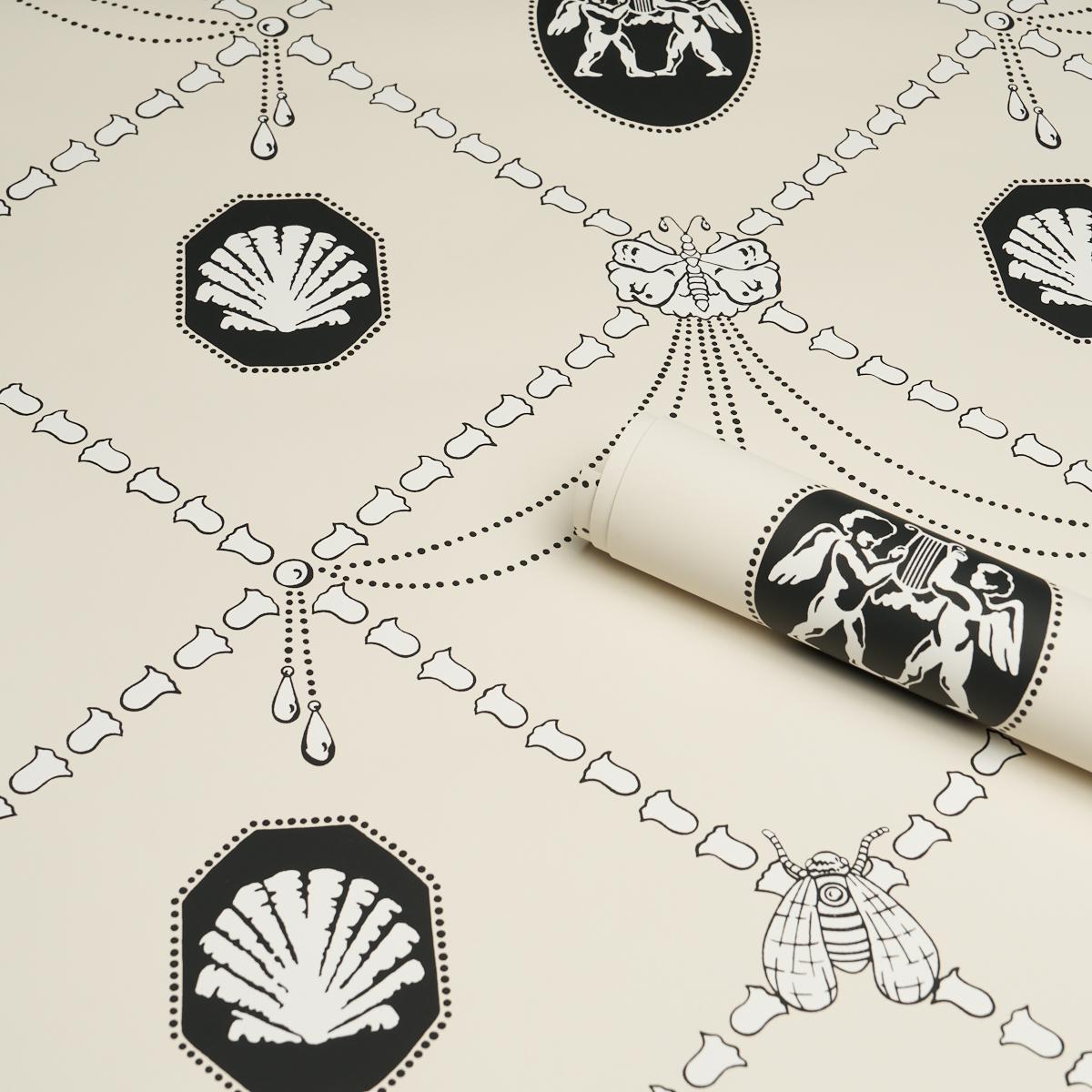 Schumacher X Backdrop Edith Black & Ivory Wallpaper