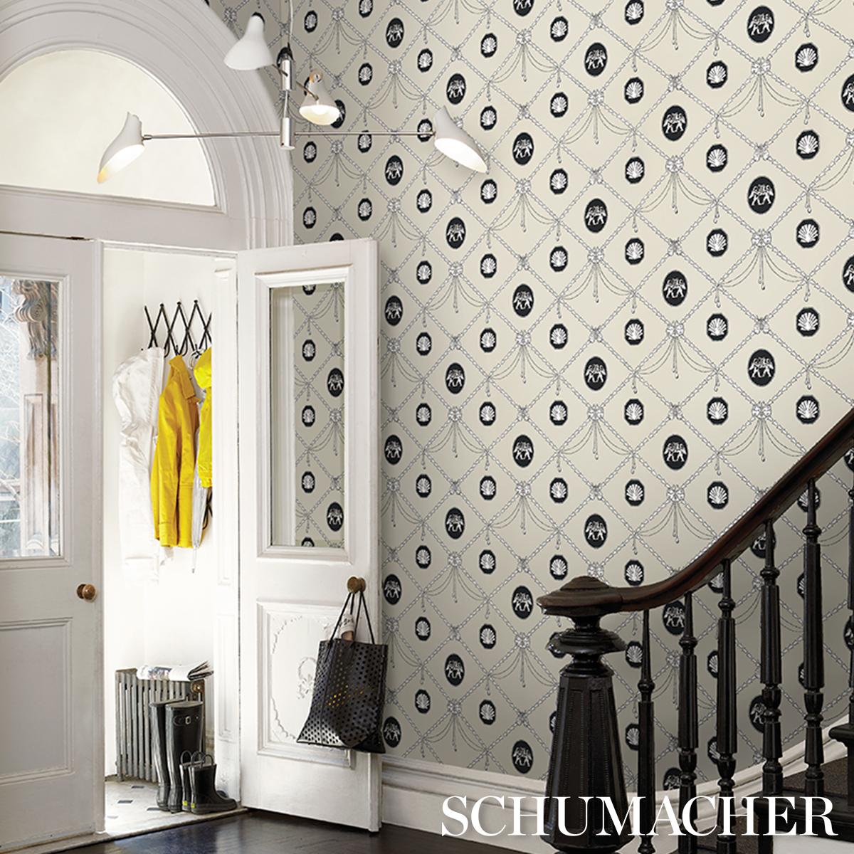 Schumacher X Backdrop Edith Black & Ivory Wallpaper