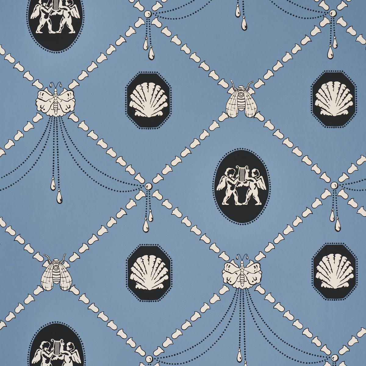 Schumacher X Backdrop Edith Blue Wallpaper