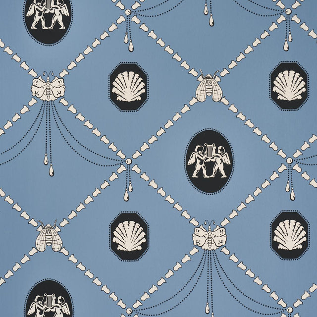 Schumacher X Backdrop Edith Blue Wallpaper
