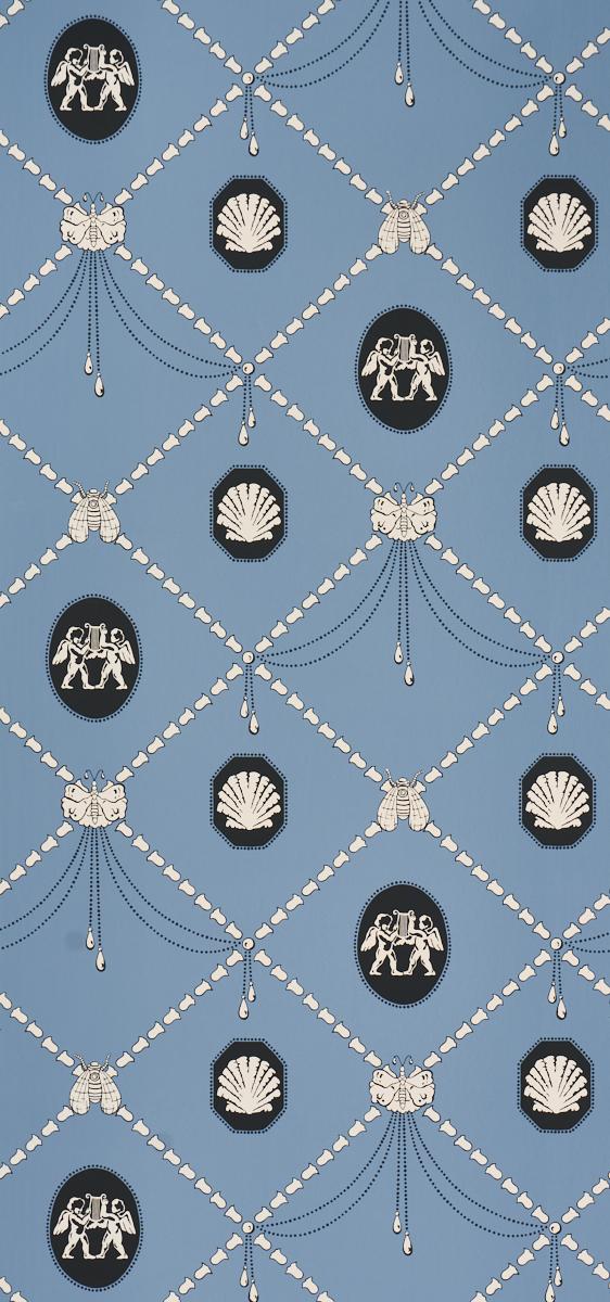 Schumacher X Backdrop Edith Blue Wallpaper