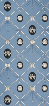 Schumacher X Backdrop Edith Blue Wallpaper