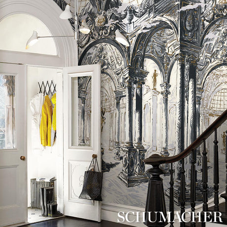 Schumacher X Backdrop Palazzo 4 Panel Set Antique Blue Wallpaper