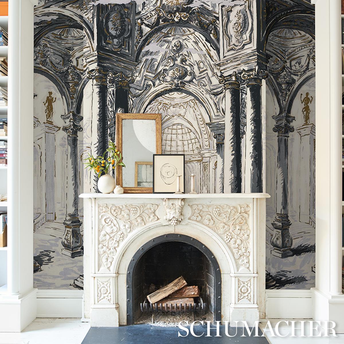 Schumacher X Backdrop Palazzo 4 Panel Set Antique Blue Wallpaper