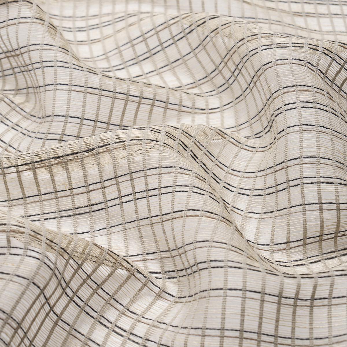 Schumacher Payton Linen Sheer Grid Black & White Fabric