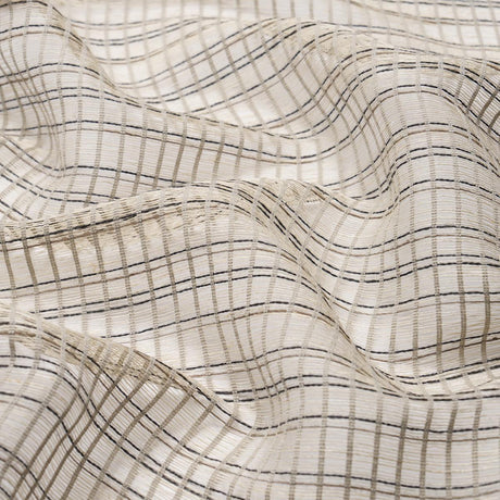 Schumacher Payton Linen Sheer Grid Black & White Fabric