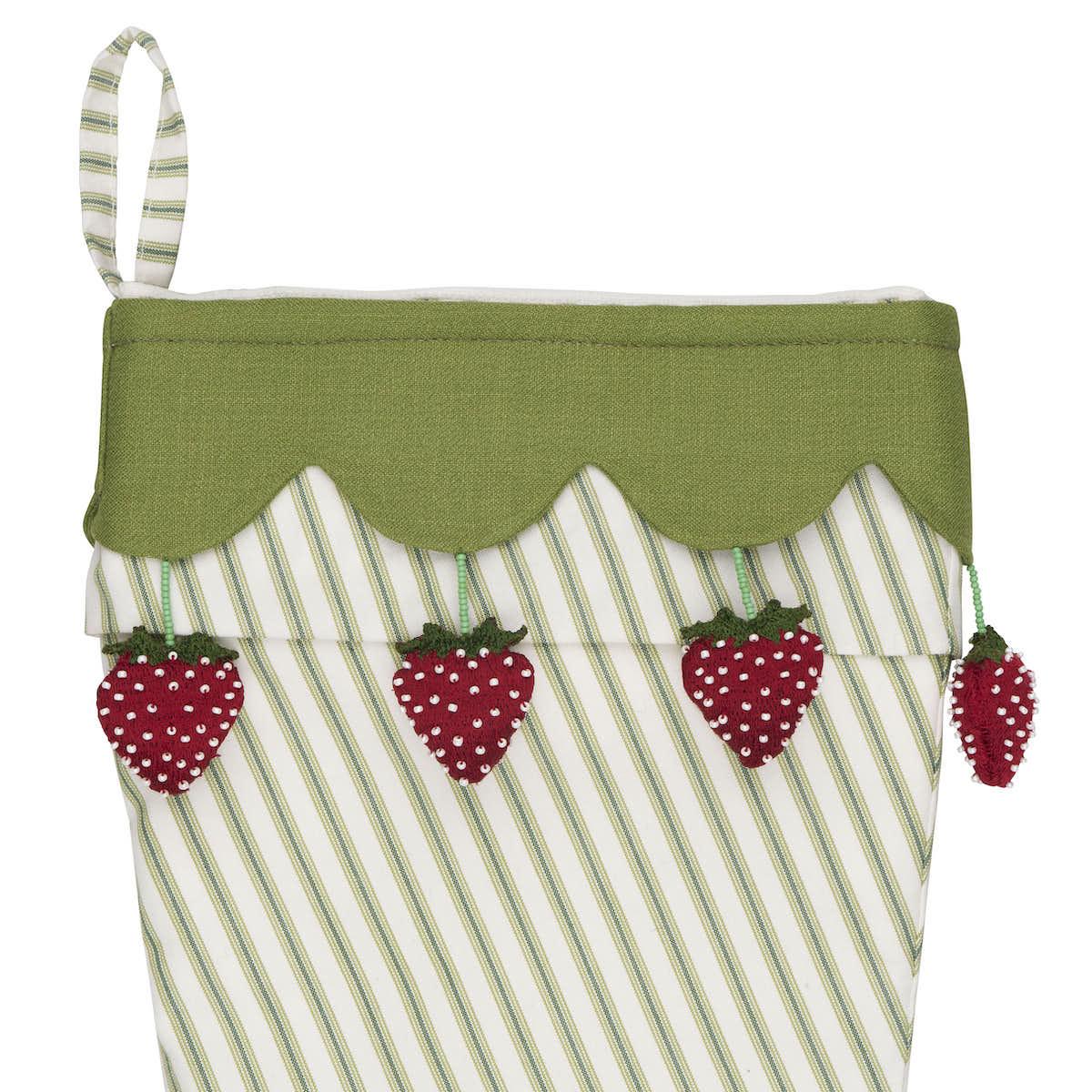 Schumacher Green 8" x 24" Strawberry Jam Stocking
