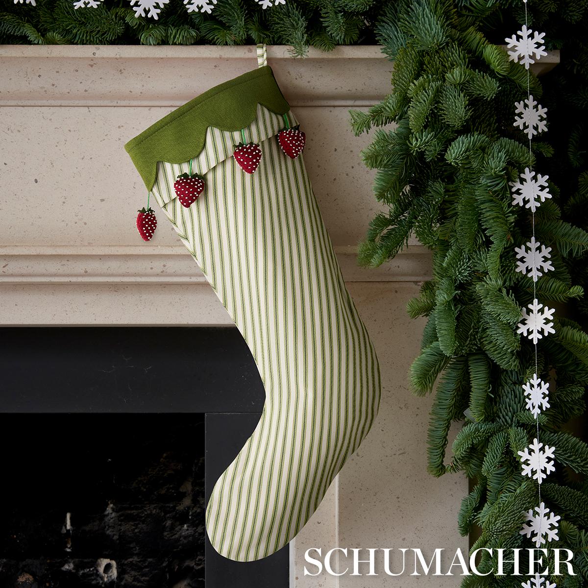 Schumacher Green 8" x 24" Strawberry Jam Stocking