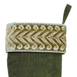 Schumacher Olive 8" x 24" Beau Cotton Linen Moire Stocking