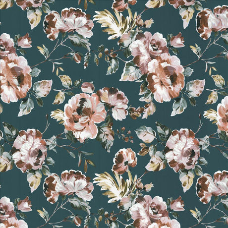 Kasmir Floral Facade Prussian Fabric