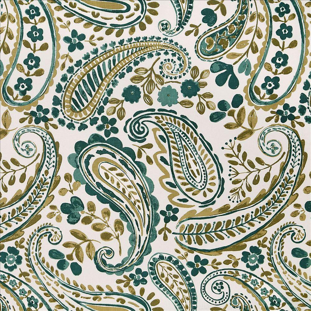 Kasmir Paisley Meadow Teal Fabric