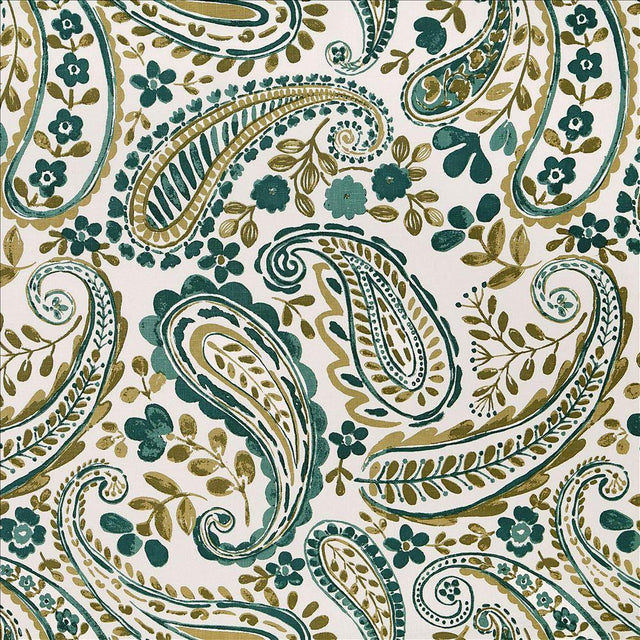 Kasmir Paisley Meadow Teal Fabric