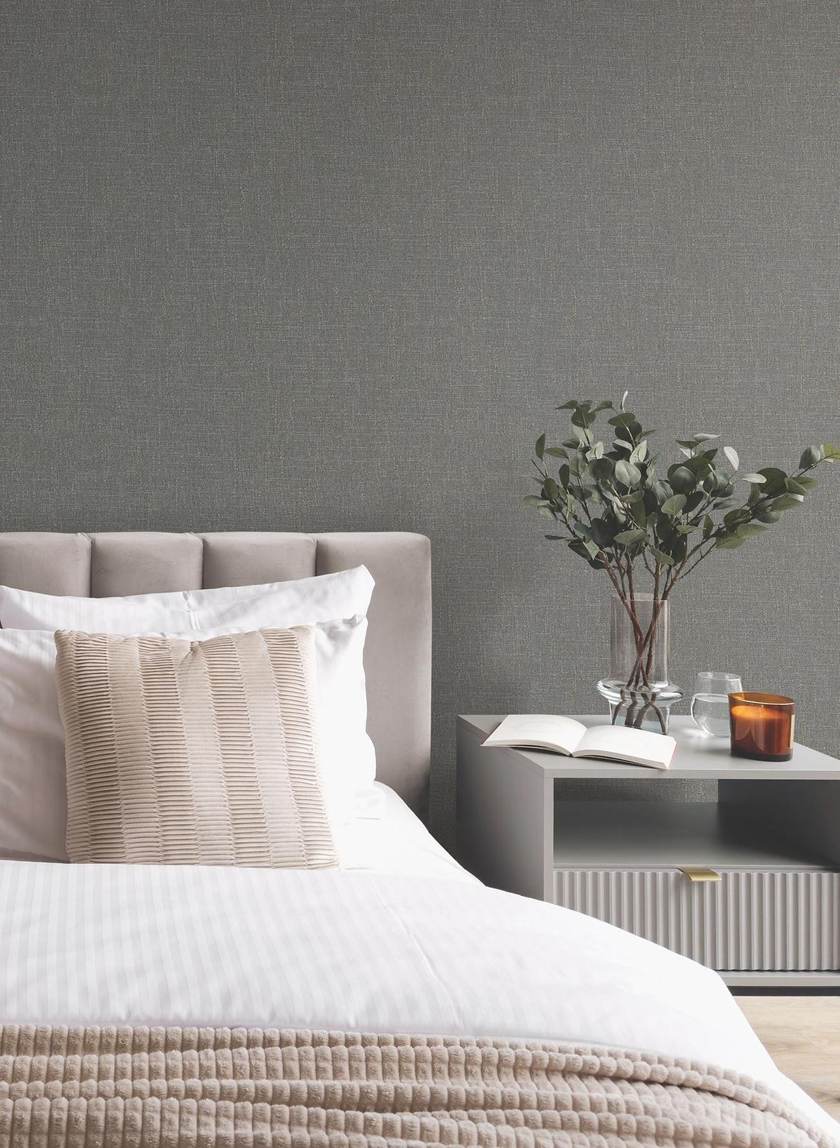 Antonina Vella Highland Tweed Charcoal Wallpaper